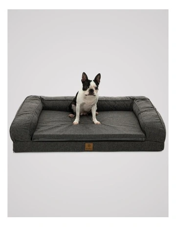 Faux Linen Orthopedic Foam Dog Bolster Sofa Bed in Grey