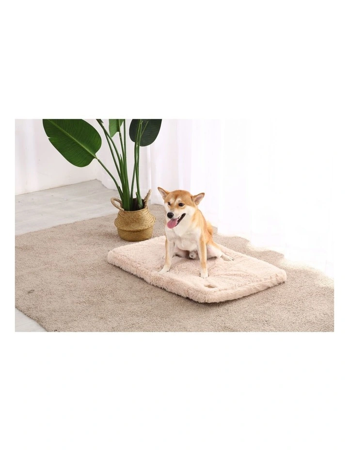 Faux Fur Crate Dog Bed in Beige image 6