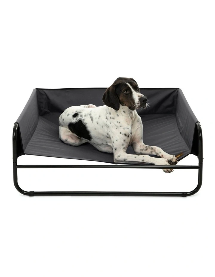 High Walled Outdoor Trampoline Dog Bed in Black image 2