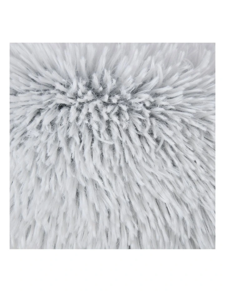 Shaggy Faux Fur Round Calming Dog Bed in Grey image 6