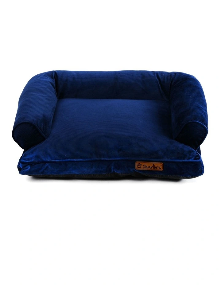 Corduroy Dog Sofa Bed in Navy image 1