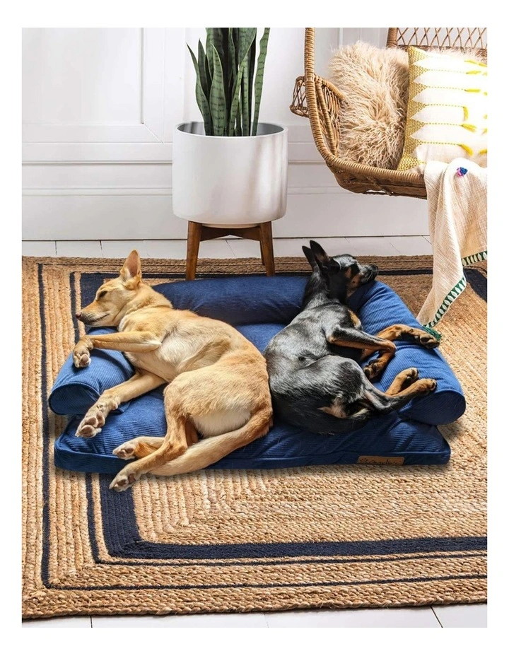 Corduroy Dog Sofa Bed in Navy image 2