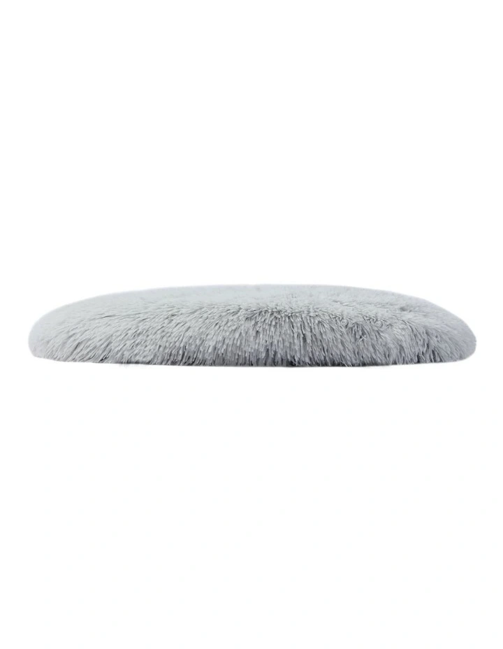 Shaggy Faux Fur Round Calming Dog Mat in Grey image 4
