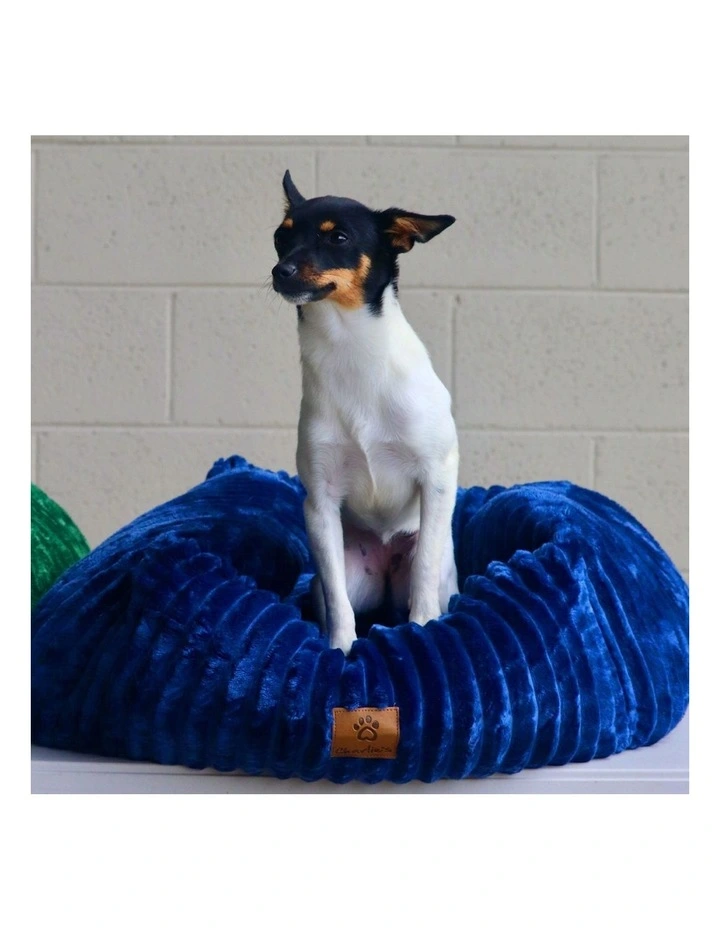 Ascher Plush Corduroy Square Dog Bed in Navy image 7