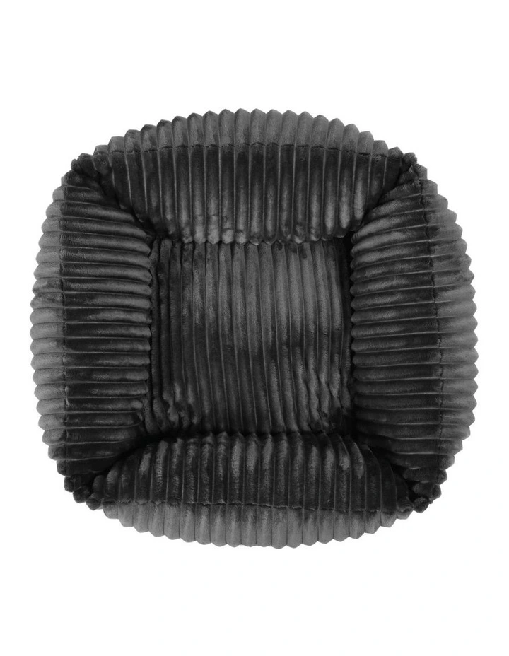 Ascher Plush Corduroy Square Dog Bed in Grey image 2