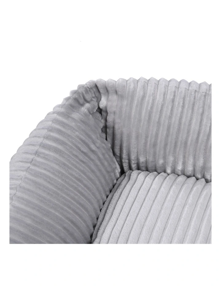 Ascher Plush Corduroy Square Dog Bed in Silver image 2