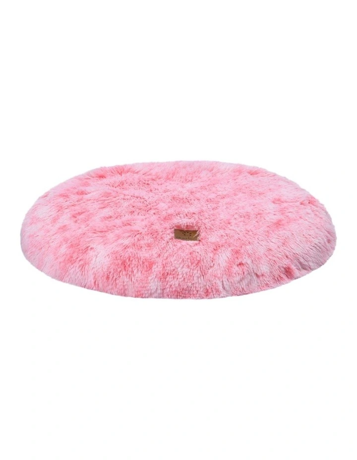 Shaggy Faux Fur Round Calming Dog Mat in Ombre Pink image 1