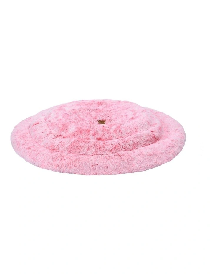 Shaggy Faux Fur Round Calming Dog Mat in Ombre Pink image 2