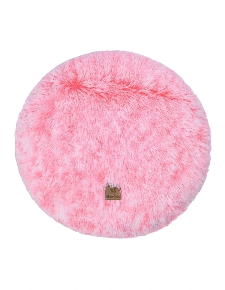 Shaggy Faux Fur Round Calming Dog Mat in Ombre Pink image 3