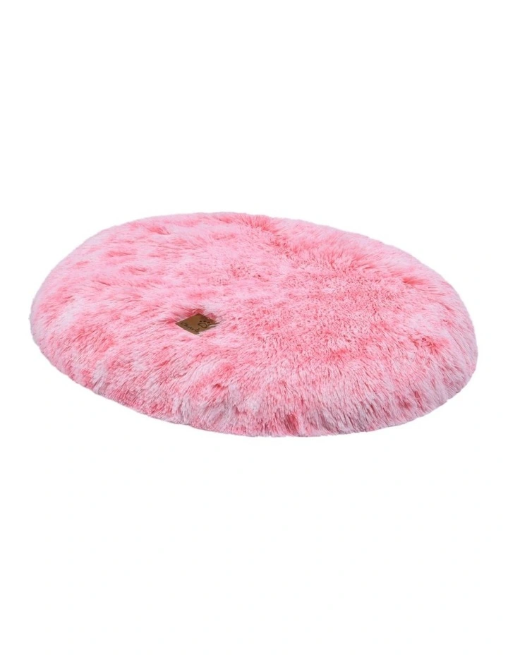 Shaggy Faux Fur Round Calming Dog Mat in Ombre Pink image 4