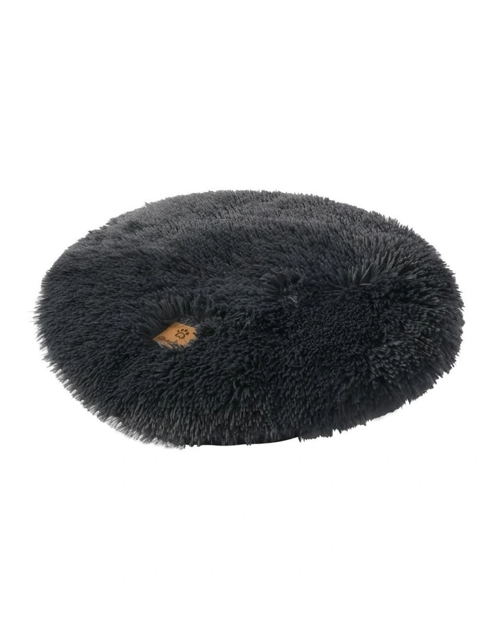 Shaggy Faux Fur Round Calming Dog Mat in Charcoal image 6