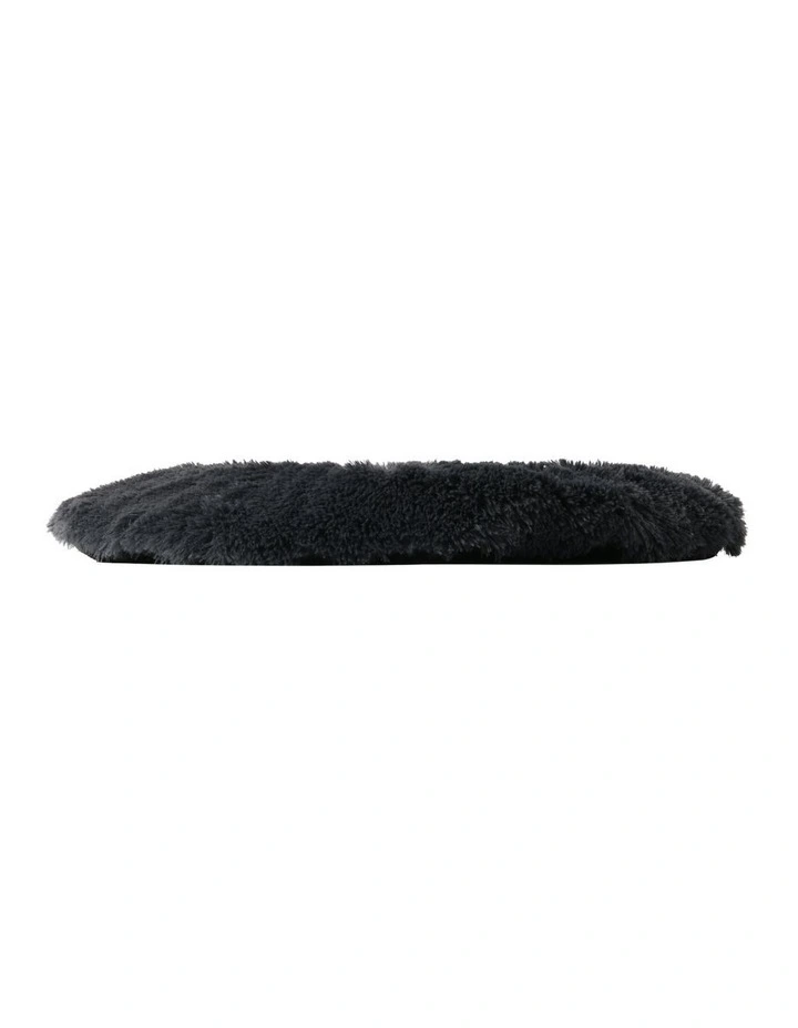 Shaggy Faux Fur Round Calming Dog Mat in Charcoal image 7