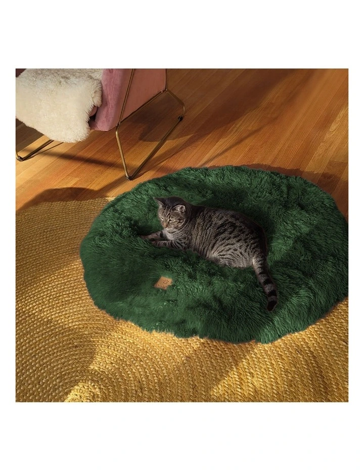 Shaggy Faux Fur Round Calming Dog in Eden Green image 6