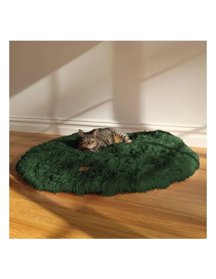 Shaggy Faux Fur Round Calming Dog in Eden Green image 7