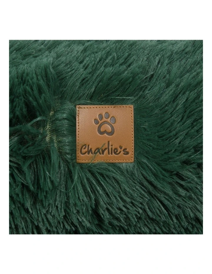 Shaggy Memory Foam Sofa Dog Bed With Bolster in Eden Green image 4