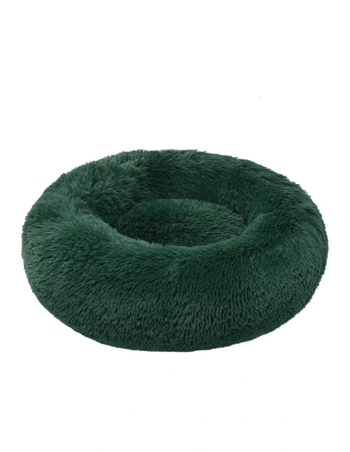 Shaggy Faux Fur Round Calming Dog Bed in Eden Green image 2