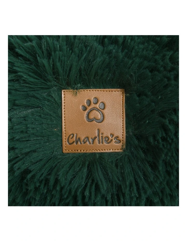 Shaggy Faux Fur Round Calming Dog Bed in Eden Green image 3