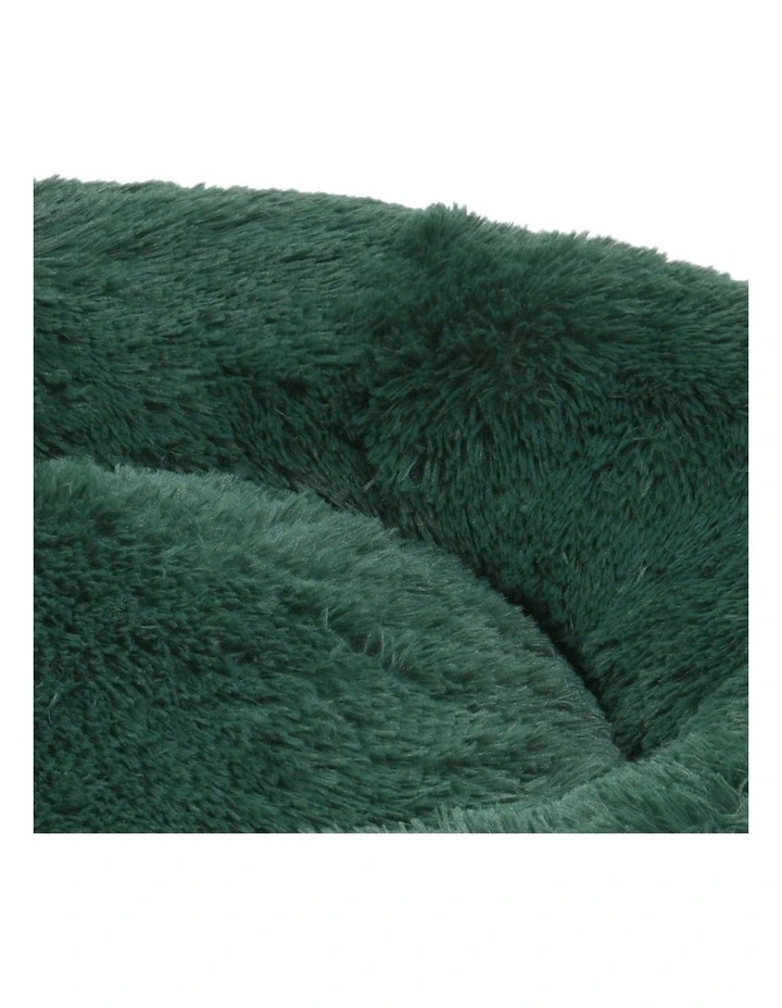 Shaggy Faux Fur Round Calming Dog Bed in Eden Green image 4