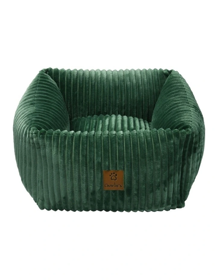 Ascher Plush Corduroy Square Dog Bed in Eden Green image 1