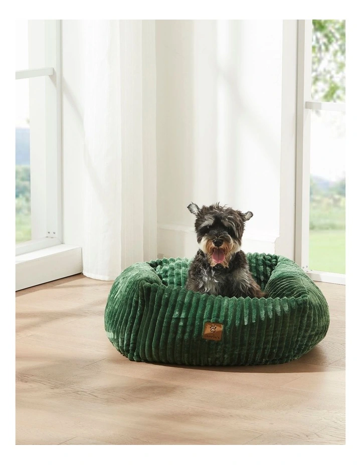 Ascher Plush Corduroy Square Dog Bed in Eden Green image 2