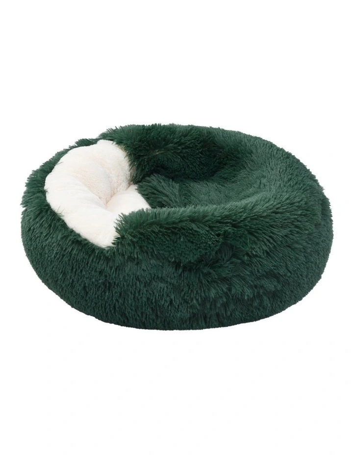Snookie Hooded Faux Fur Calming Dog Bed in Eden Green image 4