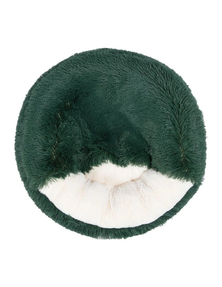 Snookie Hooded Faux Fur Calming Dog Bed in Eden Green image 5