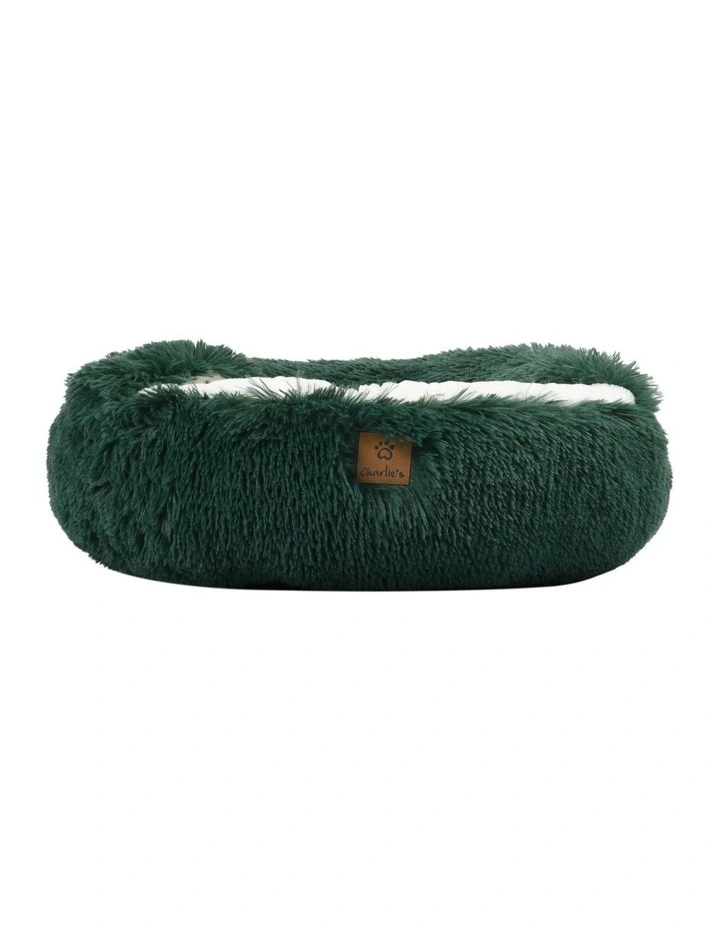 Snookie Hooded Faux Fur Calming Dog Bed in Eden Green image 6