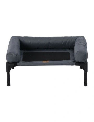 Elevated Trampoline Bolster Sofa Dog Bed in Grey