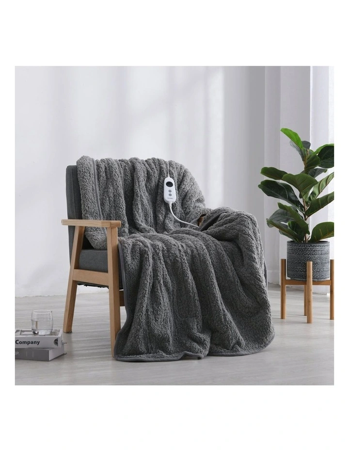 Coral Fleece Electric Heated Throw Blanket in Silver image 6