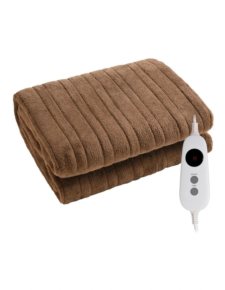 Dreamaker Coral Fleece Electric Heated Throw Blanket 160x120cm In Latte