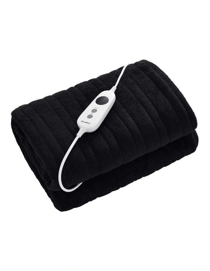 Dreamaker Coral Fleece Electric Heated Throw Blanket in Black MYER