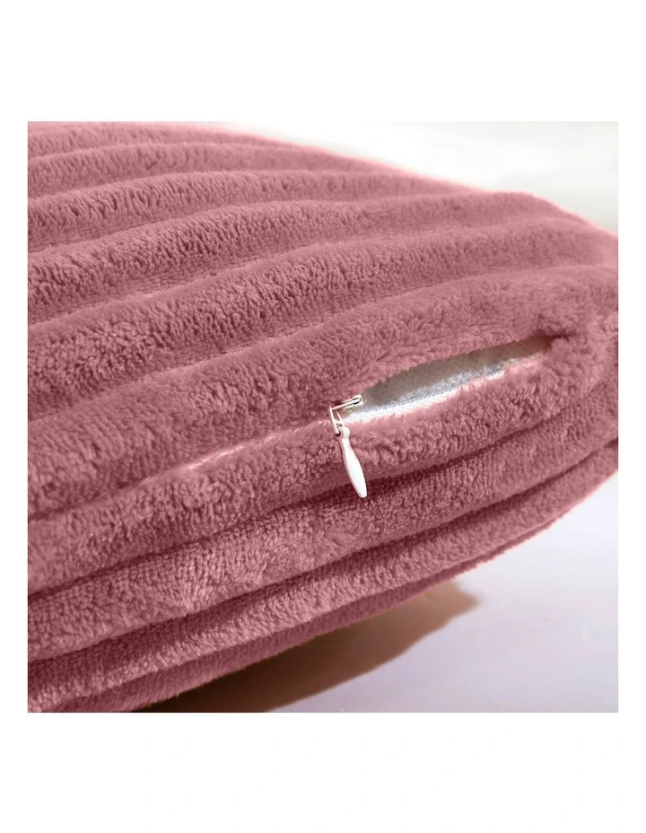 Embossed Teddy Fleece Cushion 45x45cm in Blush image 5
