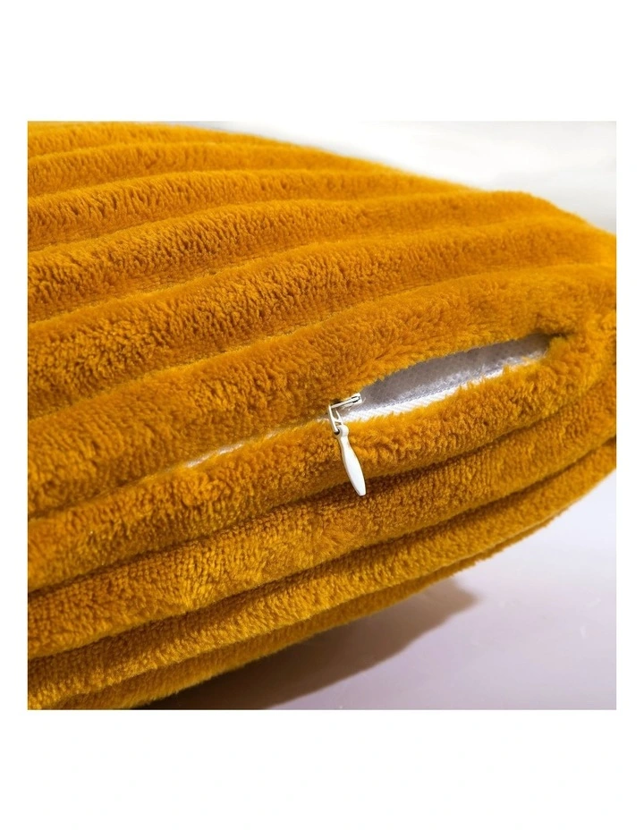 Embossed Teddy Fleece Cushion 45x45cm in Mustard image 5