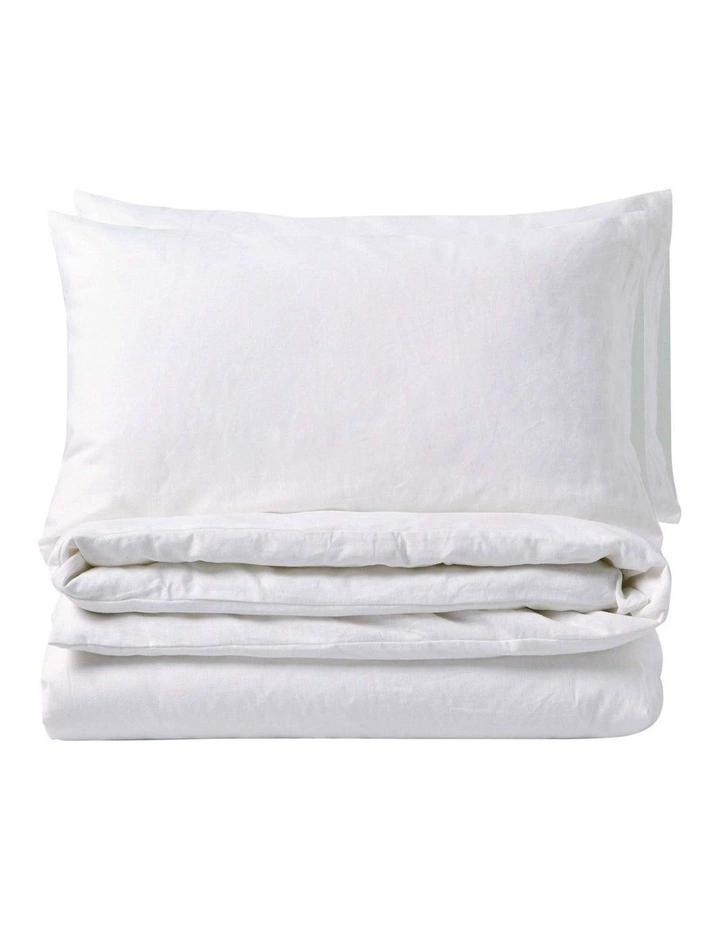 Linen Cotton Quilt Cover Set in White image 2