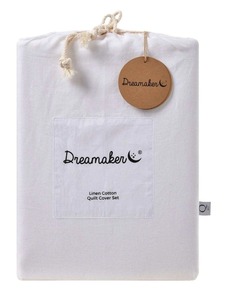 Linen Cotton Quilt Cover Set in White image 6