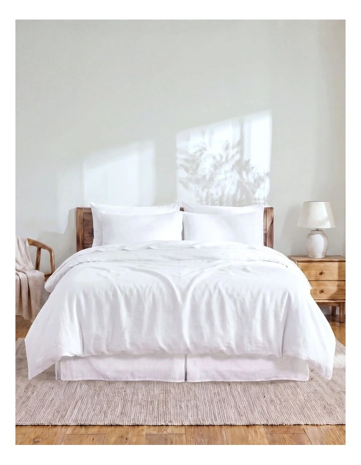Linen Cotton Quilt Cover Set in White image 7