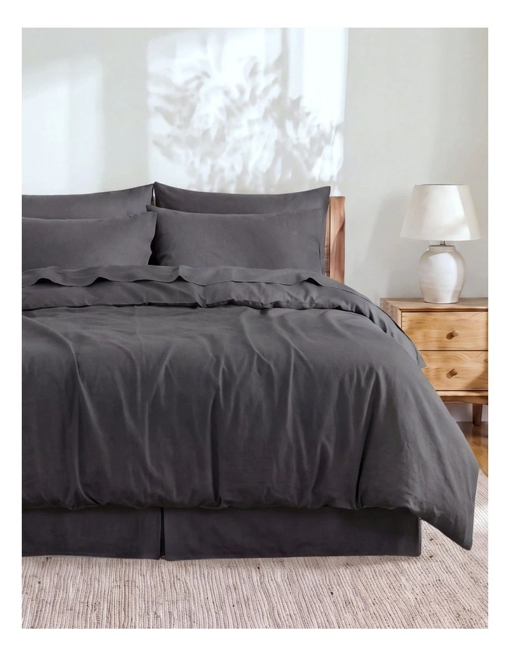 Linen Cotton Quilt Cover Set in Charcoal image 1