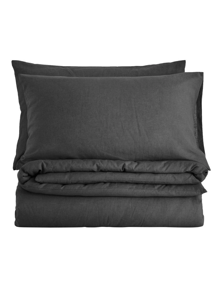 Linen Cotton Quilt Cover Set in Charcoal image 2