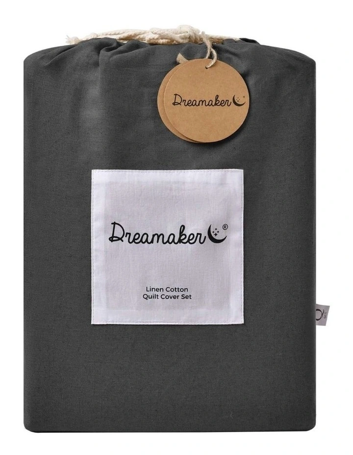 Linen Cotton Quilt Cover Set in Charcoal image 6