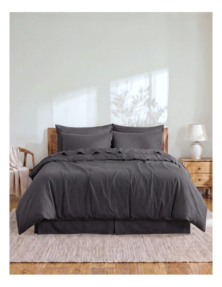 Linen Cotton Quilt Cover Set in Charcoal image 7