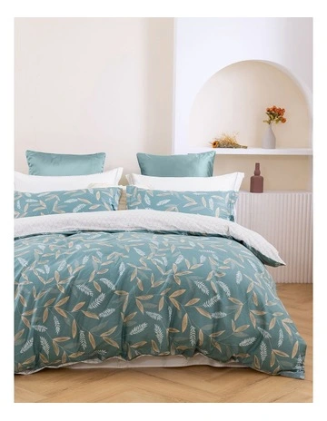 Foxtail Cotton Reversible Quilt Cover Set in Blue