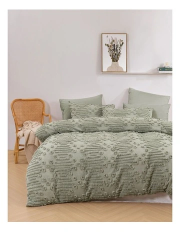 Fletcher Ultrafine Tufted Chenille Quilt Cover Set in Sage