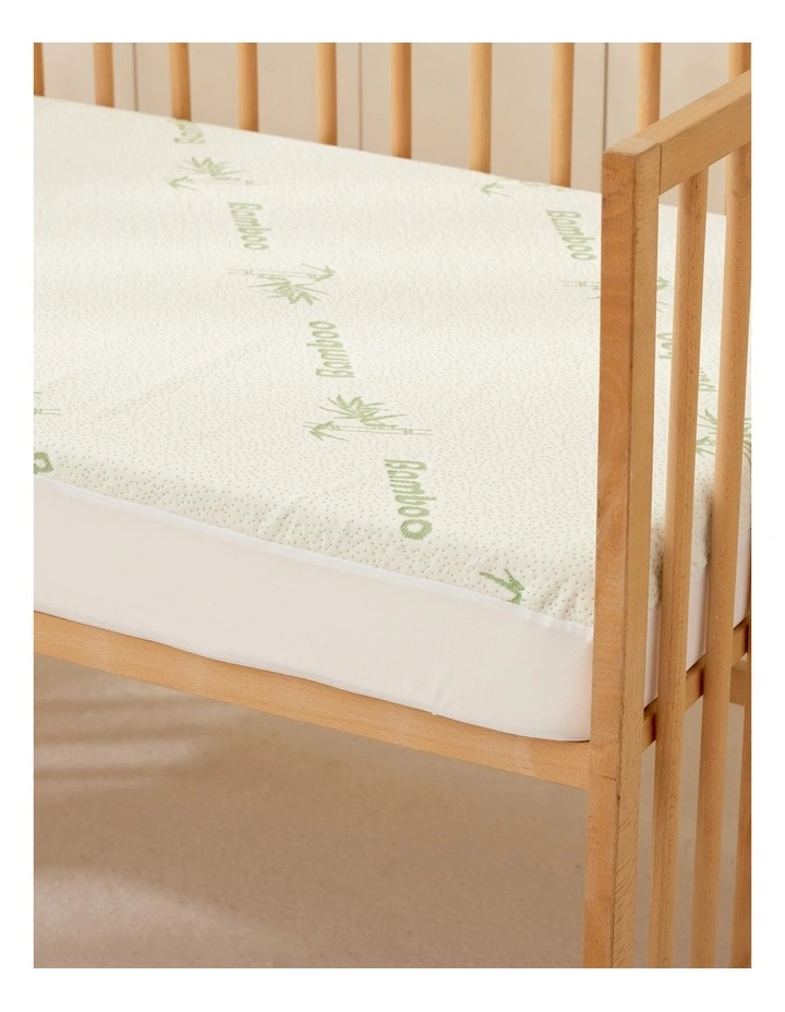260Gsm Bamboo Knitted Cot Waterproof Fitted Sheet Mattress Protector in White image 3