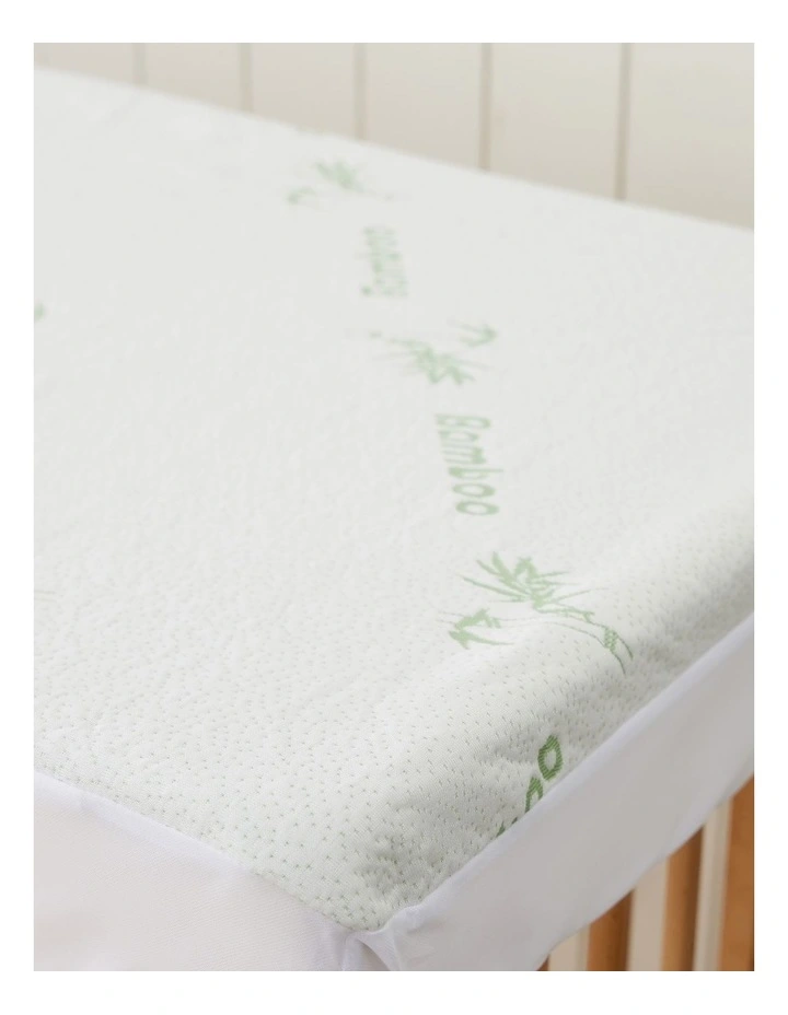 260Gsm Bamboo Knitted Cot Waterproof Fitted Sheet Mattress Protector in White image 4