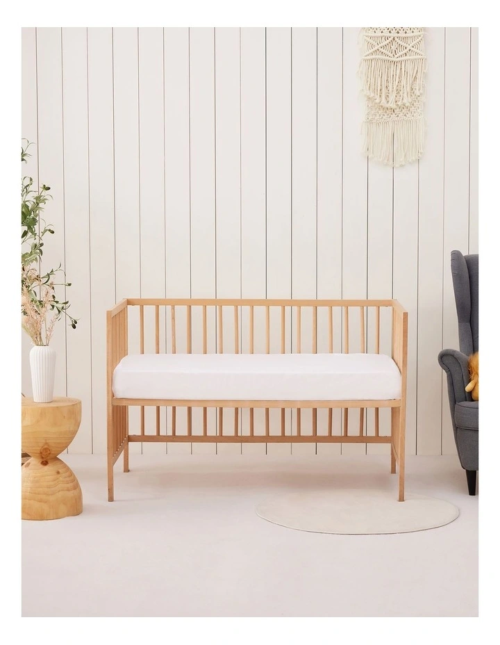 Bamboo Cotton Jersey Cot Waterproof Mattress Protector in White image 1