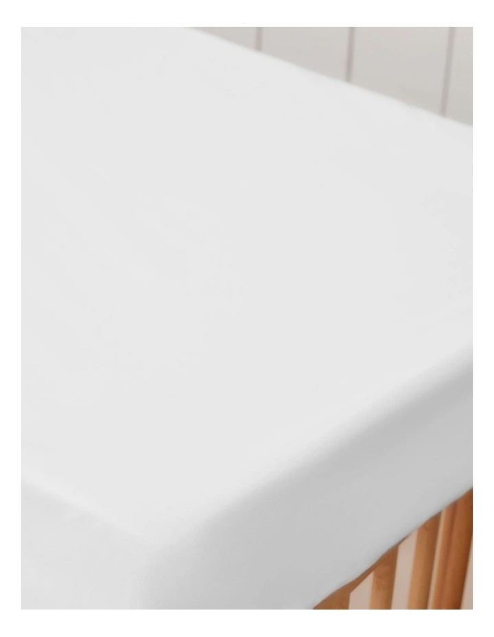 Bamboo Cotton Jersey Cot Waterproof Mattress Protector in White image 5