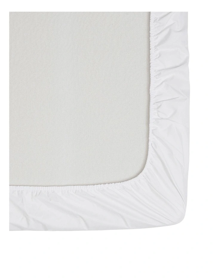 Bamboo Cotton Jersey Cot Waterproof Mattress Protector in White image 6