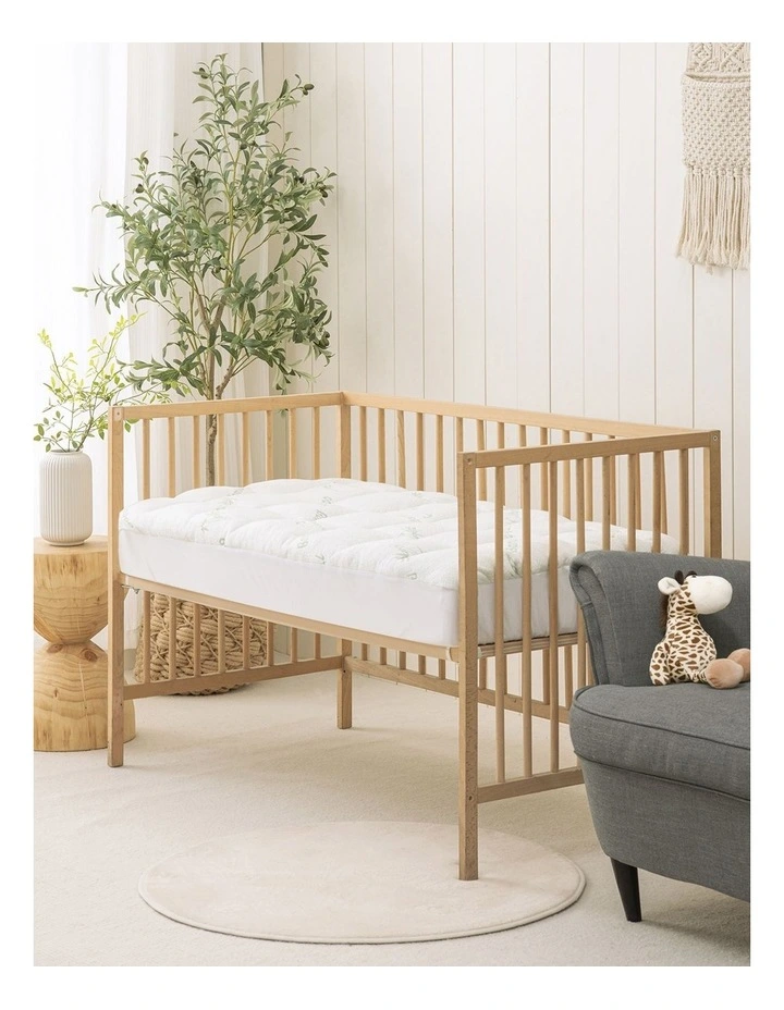1000GSM Bamboo Covered Ball Fibre Baby Cot Mattress Topper in white image 1