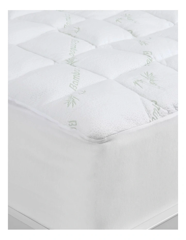 1000GSM Bamboo Covered Ball Fibre Baby Cot Mattress Topper in white image 2