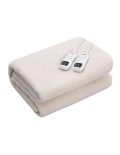 Fleece Top Multizone Electric Blanket in White